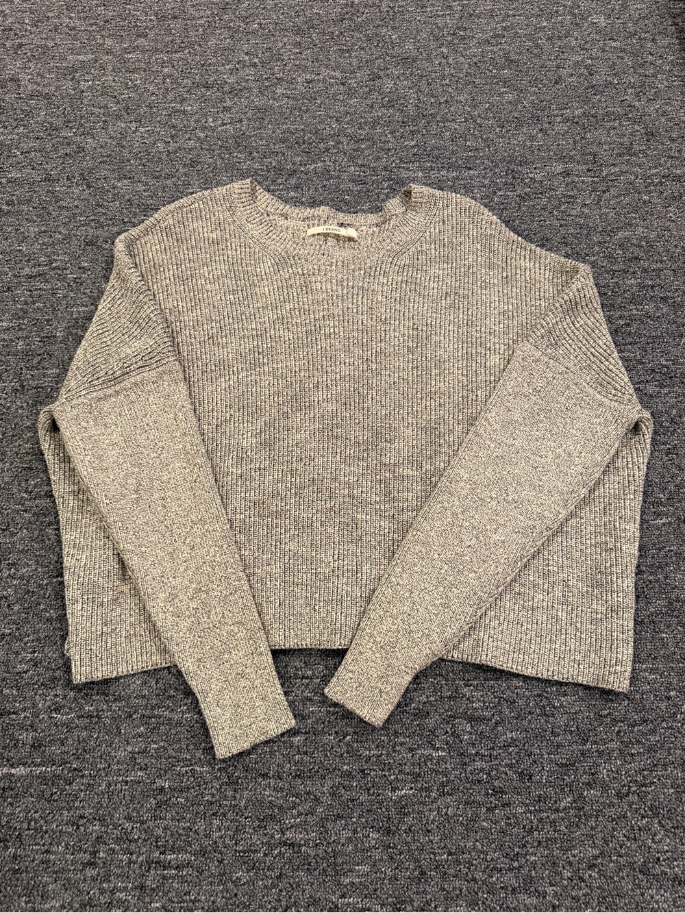 J Brand Marled Knit Cropped Sweater Neutral Chunky Knit Size L
